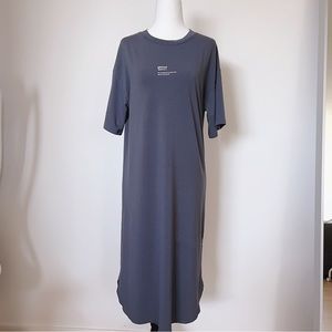 Grey solid, soft, stretch, split, cotton Hem dress.